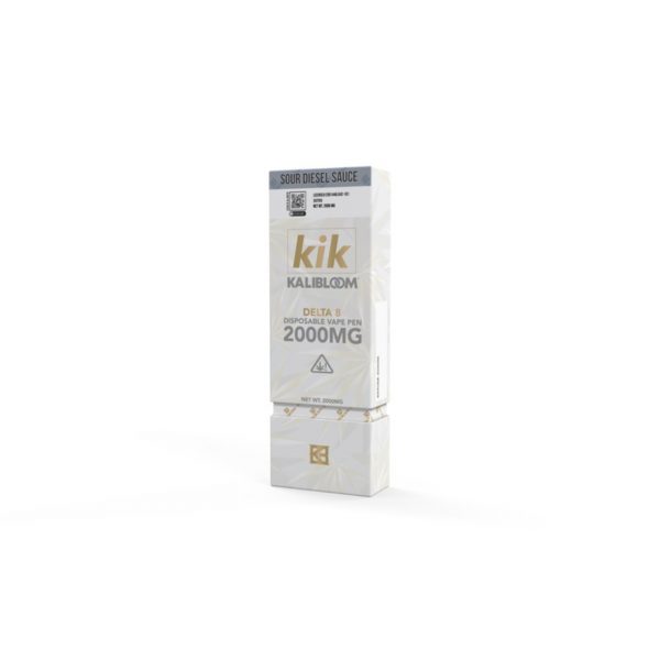 Kik 2G Delta-8 Disposable Vape. Flavor: Sour Diesel Sauce