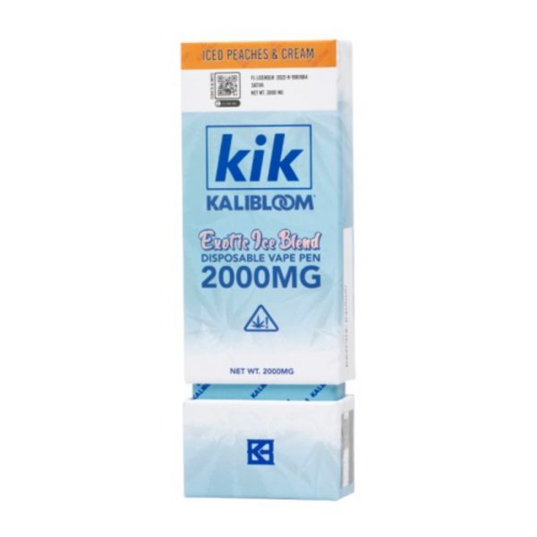 Kik 2G Exotic Ice blend Disposable. Flavor: Iced Peaches & Cream